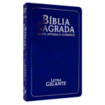 Bíblia Sagrada RC Letra Gigante Com Harpa Semiflexível Azul