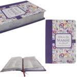 Bíblia da Mamãe ARA Letra Normal Capa Luxo Flores Malva - Imagem 3
