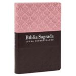 Bíblia Sagrada Letra Supergigante ARC Capa Luxo Rosa e Marrom