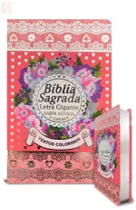 Bíblia ARC Letra Gigante Textos Coloridos Com Harpa Capa Laminada - Rosa - Imagem 2