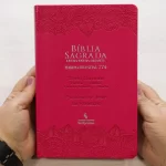Bíblia Sagrada Harpa Celestial 774 ERC Letra Extra Gigante Capa Pink Floral - Imagem 2