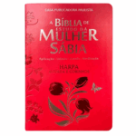 Bíblia de Estudo da Mulher Sábia Textos Coloridos Com Harpa Tulipa Vermelha