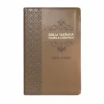 Bíblia Sagrada Letra Jumbo ARC Harpa Avivada e Corinhos Capa PU Luxo Arabesco Marrom
